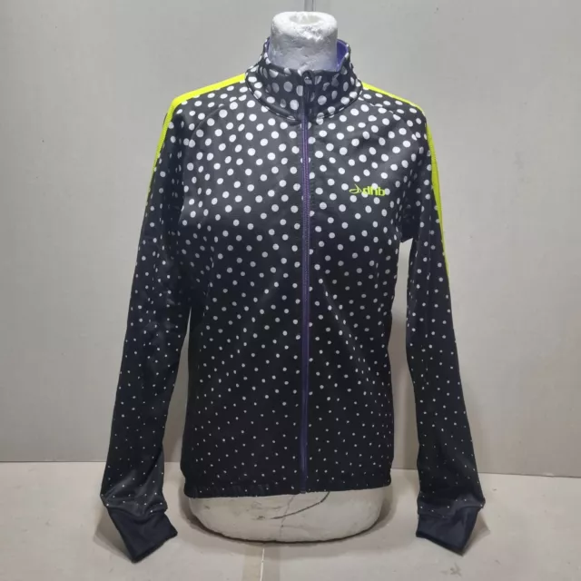 DHB DAMEN RADFAHREN VOLLREISSVERSCHLUSS GEPUNKTETER MUSTER PULLOVER SCHWARZ/WEISS GRÖSSE UK12 (Box18)