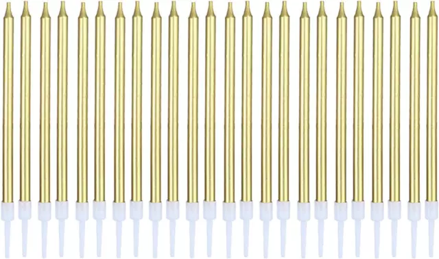24 Stücke Geburtstagskerzen Für Torte, Dünne Lange Champagner, Für Geburtstagske