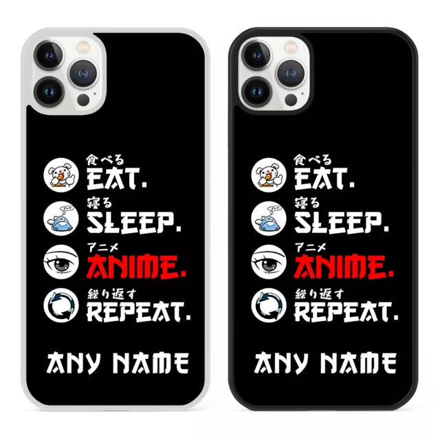 Personalised Name Eat Sleep ANIME Phone Case Cover for iPhone Cute Funny Gift