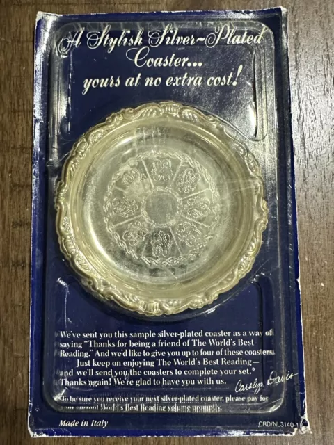 Vintage 1989 Silver Plated Coaster Reader's Digest Promotional NOS Made in Italy