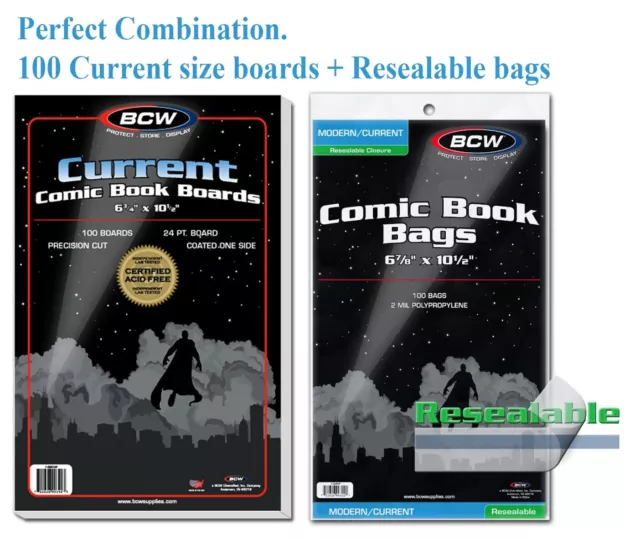 200 - BCW Current Modern Resealable 2-Mil Polypropylene Comic Book Bags!