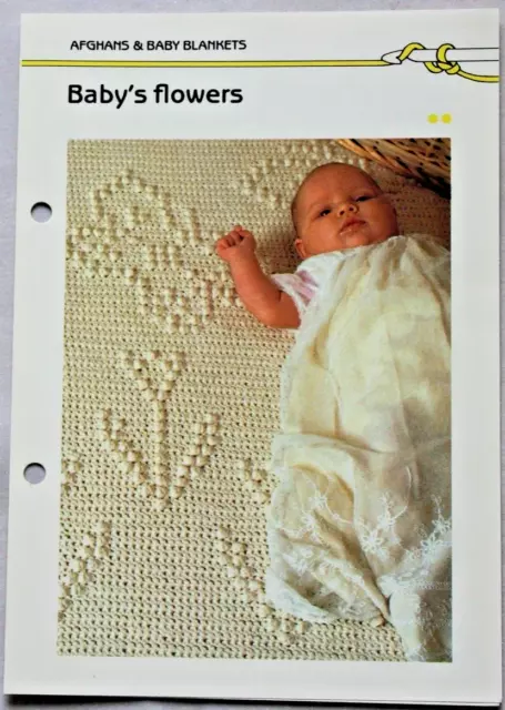 Vintage -Baby 's Flowers Afghan / Blanket  Crochet Pattern