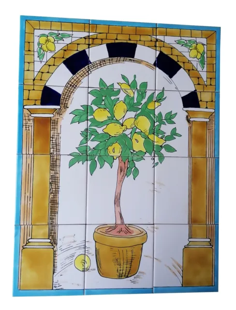 Lemon Tree Tile Image handpainted tiles Lemons Ceramic Tiles Mosaic Image