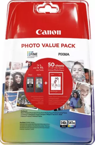 KIT2 CARTUCCE ORIGINALI alta capacità CL541 XL+ PG540 L  e 50fg Carta Fotografia