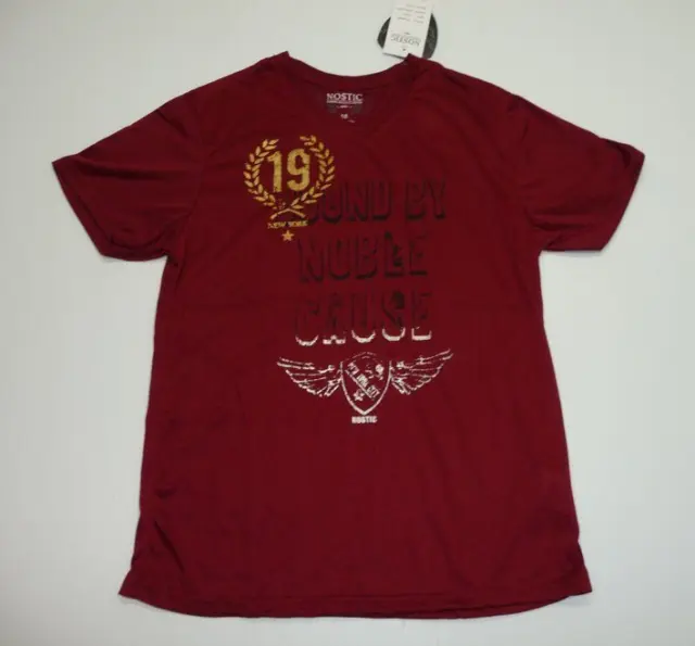 Nostic Boys Extra Large (18) Burgundy Red V Neck Gold #19 T Shirt New With Tags