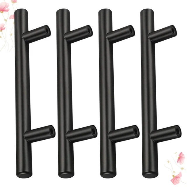 4 Pcs T Bar Pulls Cabinets Black Door Handle Cupboard Drawer Furniture