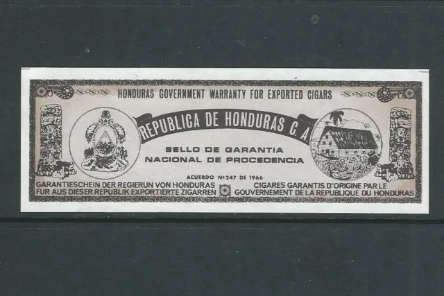 Honduras 1966 Bollo, Garanzia per Esportati Sigari Nessun Gomma