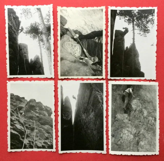 6 x Foto Sächsische Schweiz Kletterei Bergsteiger am Roten Turm 1959   ( 8495