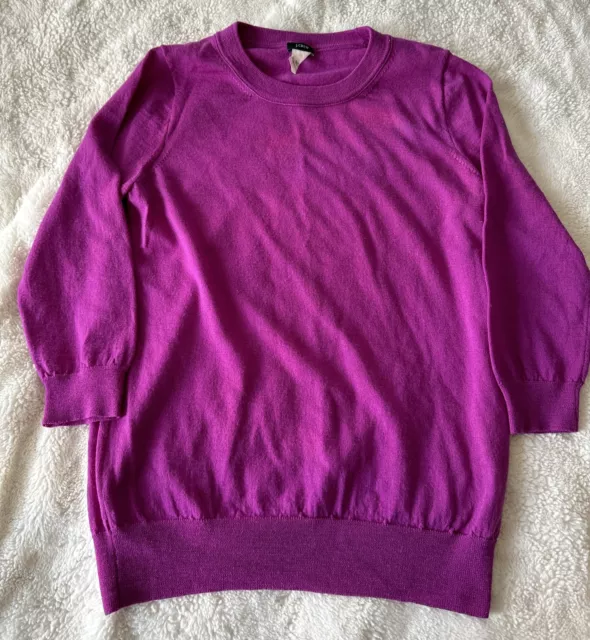 J Crew Sweater Womens M PURPLE /magenta 100% Merino Wool Crew Neck Long Sleeve