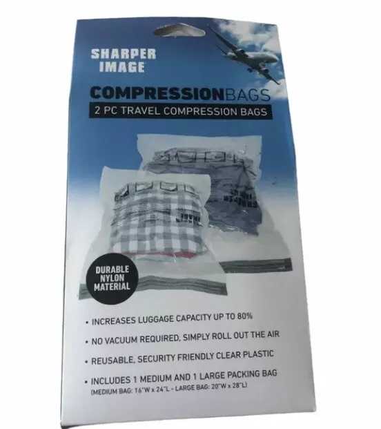 Sharper Image Travel Compression Bags 2 Pieces 1 Med 16x24” 1 Lrg 20x28”