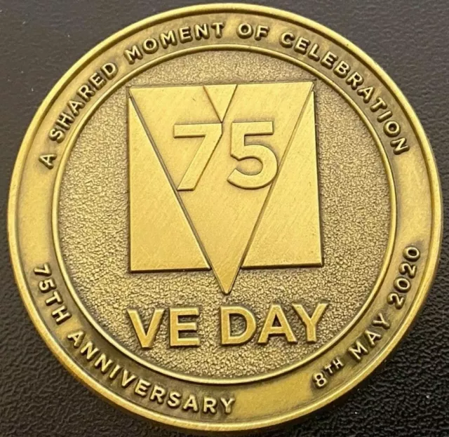 VE DAY 75th ANNIVERSARY 1945-2020 Commemorative Medal Coin Antique Gold Engraved