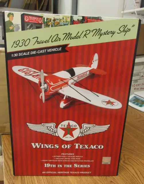 TEXACO AIRPLANE BANK 1930 TRAVEL AIR MODEL R "MYSTERY SHIP" 19th in the Series