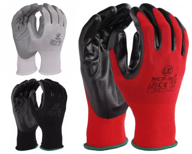 10 X UCI NCP Nitrilo Palma Recubierta Ligero Guantes de Trabajo - Varios Colores