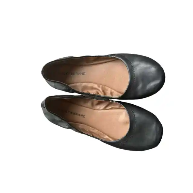 Lucky Brand Emmie Ballet Flats Womens Size 9 39 Black Leather Slip On