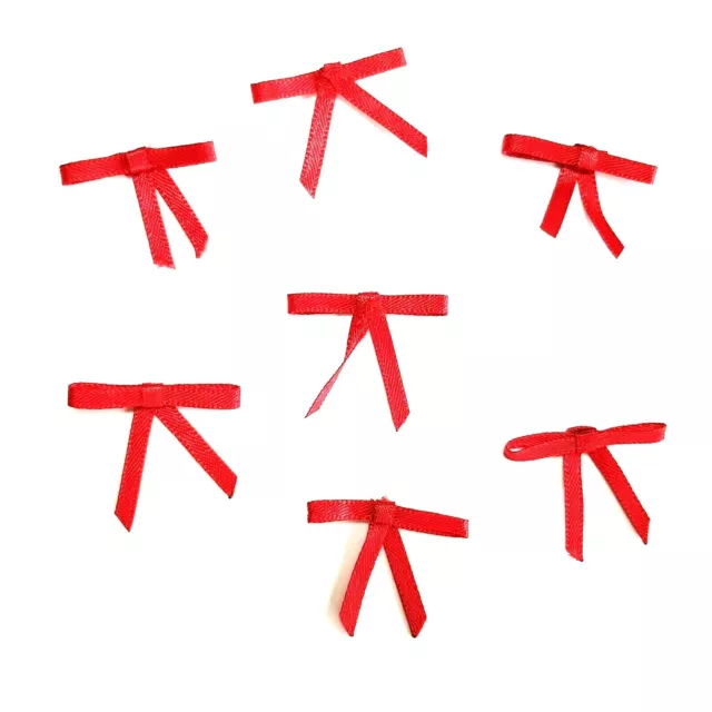 7 arcs décorations arc ruban rouge pour coudre arcs pour fabrication de cartes Saint-Valentin