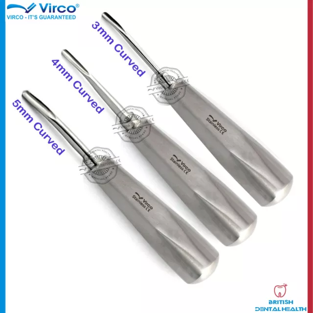 Luxation Dents Extraction Elévateurs Courbé Set 3 Desserrement Outils Dentaire