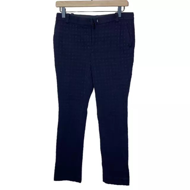 Tory Burch Navy Blue Patterned Business Pants Size XS