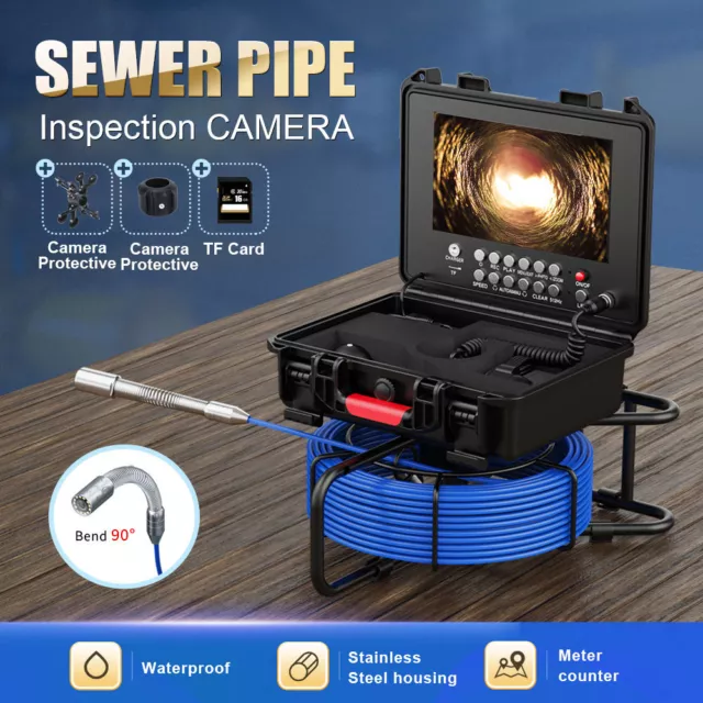 9" Monitor Drain Sewer Endoscope 512HZ Signal Self-Leveling Pipeline Camera 30M