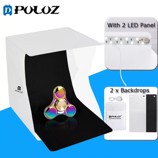 PULUZ 2 LED Plegable Caja de Luz Portátil Mini Estudio Fotográfico Caja de Disparos Kit de Tienda