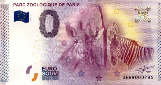 75012 Le parc zoologique, 2015, Billet 0 Euro Souvenir