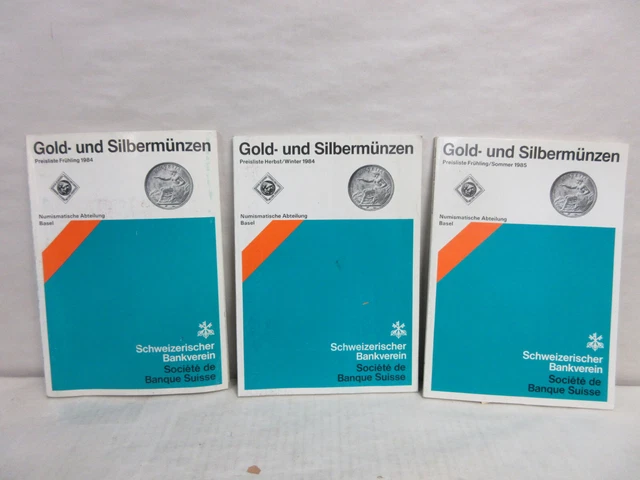 3 Preisliste Gold und Silbermunzen Swiss Bank Coin Price List Catalogs #52 53 54