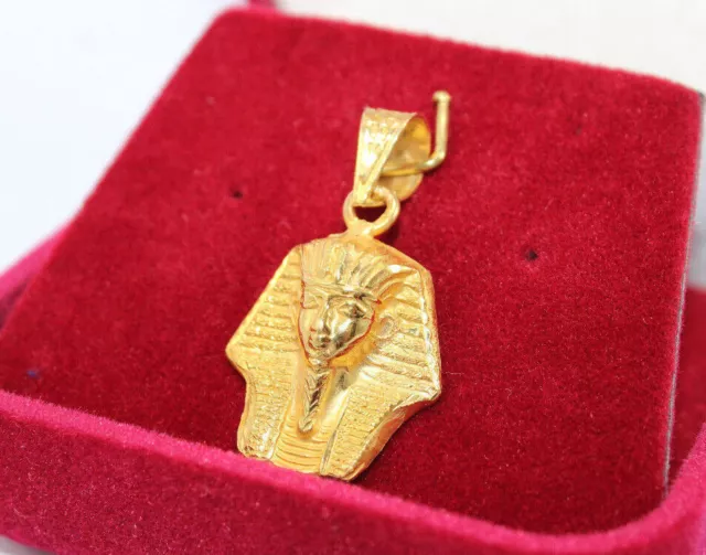 Ägyptischer handgemachter Pharao König Tut Hallmark 18K Gelbgold Anhänger...