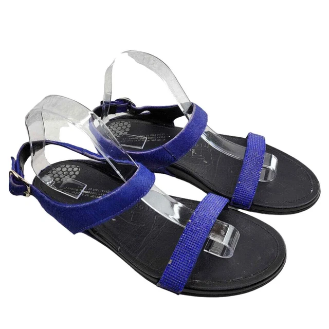 FitFlop Banda Micro Crystal Sandals Size 42 US 10 Mazarine Blue Ankle Strap