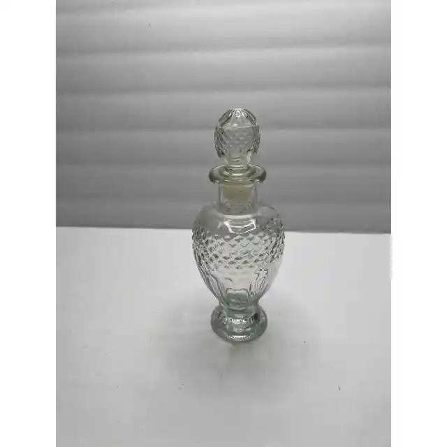 Vintage Avon Apothecary Decanter Clear Cut Glass Perfume Bottle Stopper 7" H