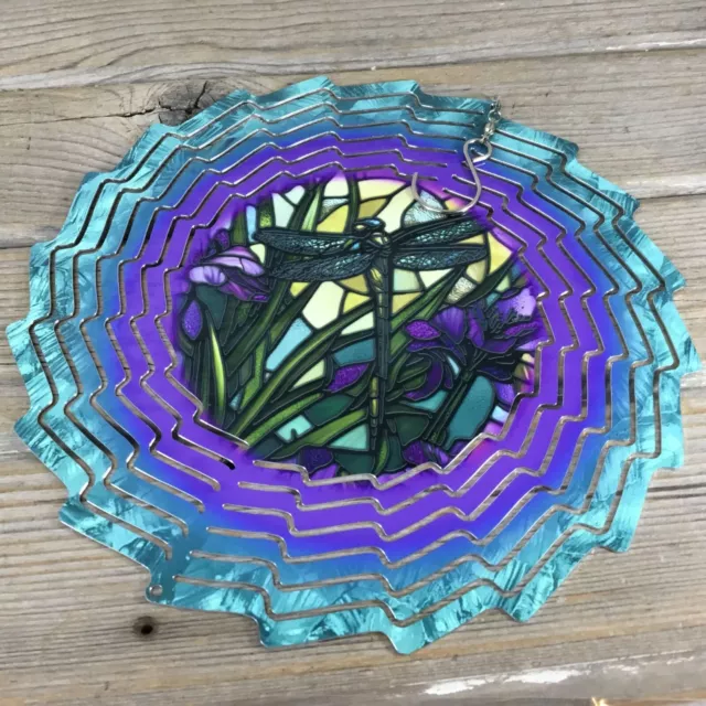 Dragonfly Stained Glass Wind Spinner 10" 3