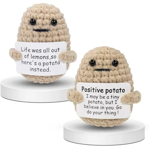 Funny Positive Potato Cute Wool Knitting Doll With Positive Card