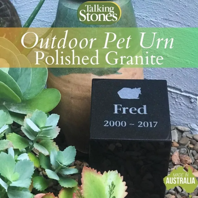 Outdoor Pet Urn - Polished Black Granite  - Personalised