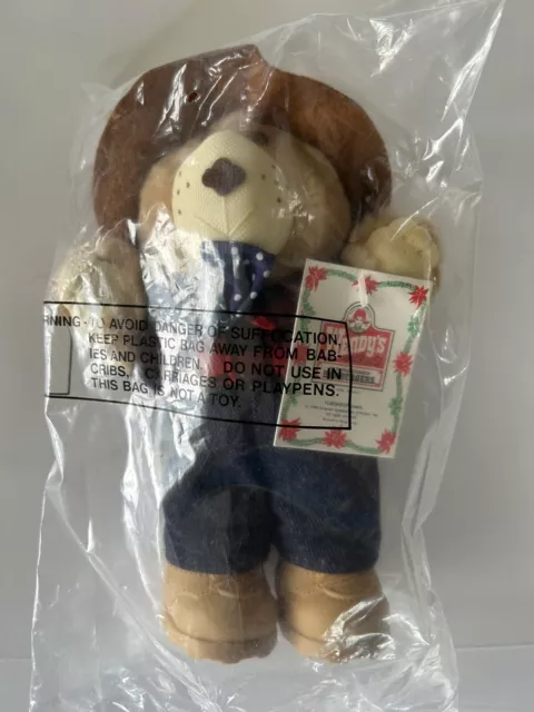 Vintage 1986 Wendy's Farrell Furskin Happy Holiday Plush Bear Stuffed Animal Toy