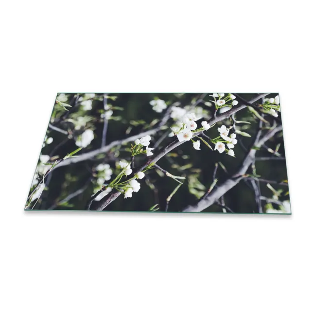 Placa de cubierta de cocina Ceran 90x52 flores beige cubierta vidrio protección contra salpicaduras cocina decoración