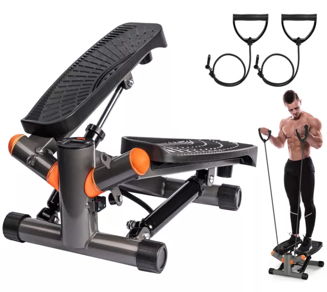 Mini Stepper Exercise Machine Stair Equipment with Resistance Bands LCD Monitor