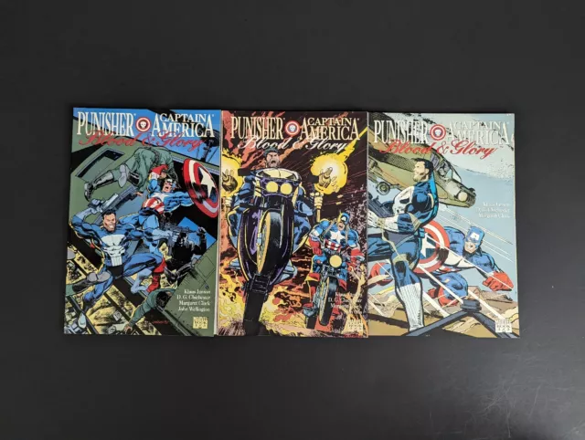 💥 PUNISHER/CAPTAIN AMERICA BLOOD AND GLORY 1-3 Complete Set Marvel TPB- Graphic