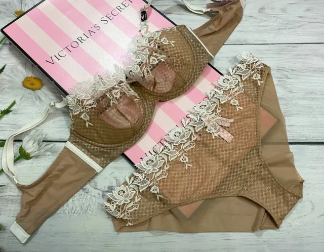 Nwt Victoria S Geheimnis Traum Engel Ungefüttert Geprćgt Bh Set Beige/Kokosnuss