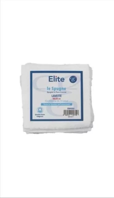 Set 12 lavette spugna Hotel B&B asciugamani bagno cotone 30 x30 cm Bianco AA341