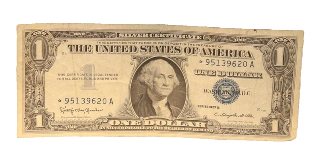 1957 B US $1 Silver Certificate Star Note ***** *9513960A VG