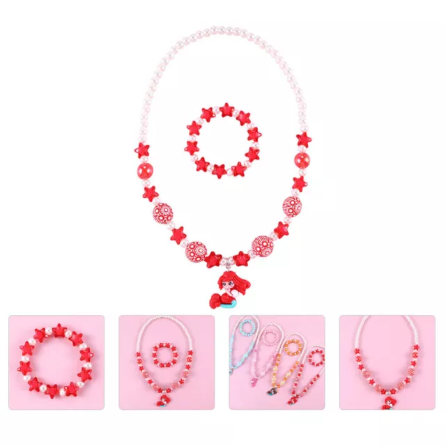 Armband Halskette Perlen Set rot - Partygeschenk für Kinder
