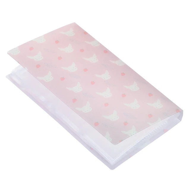 Plastic Business Card Holders Portable Card Binder Book Light Pink