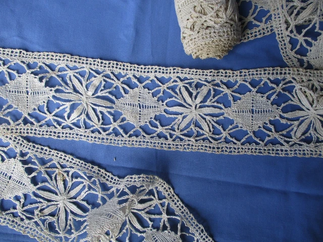 Dentelle Aux Fuseaux Ancienne - 4,5 Mètres - Largeur 2,6 Cm - Couleur écru - Occasion Pour Mercerie Vintage