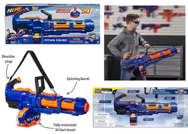 NERF Elite Titan CS 50 Blaster With 50 Official Darts Ages 8+ Toy Gun