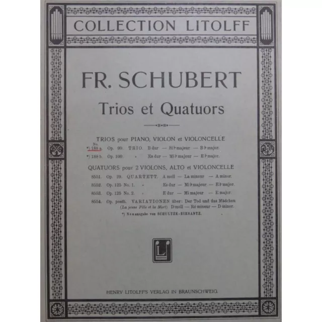 SCHUBERT Franz Trio op 99 Piano Violon Violoncelle