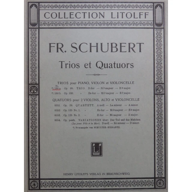 SCHUBERT Franz Trio op 99 Piano Violon Violoncelle