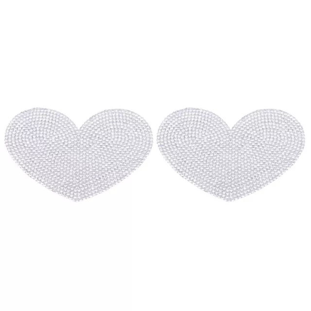 2 Pcs Phone Stickers Shiny Heart Auto Decal Crystal Diamond Decorate