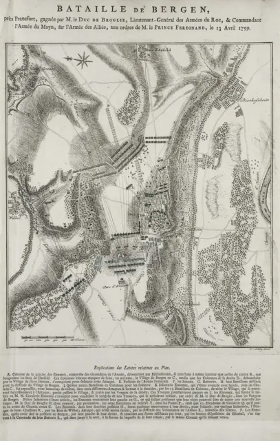 Bergen-Enkheim Frankfurt am Main Hessen mapa Schley grabado en cobre 1760
