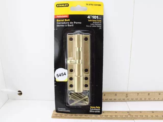 Stanley 76-3770 Satin Brass Heavy Duty 4" Padlockable Barrel Bolt Brand New