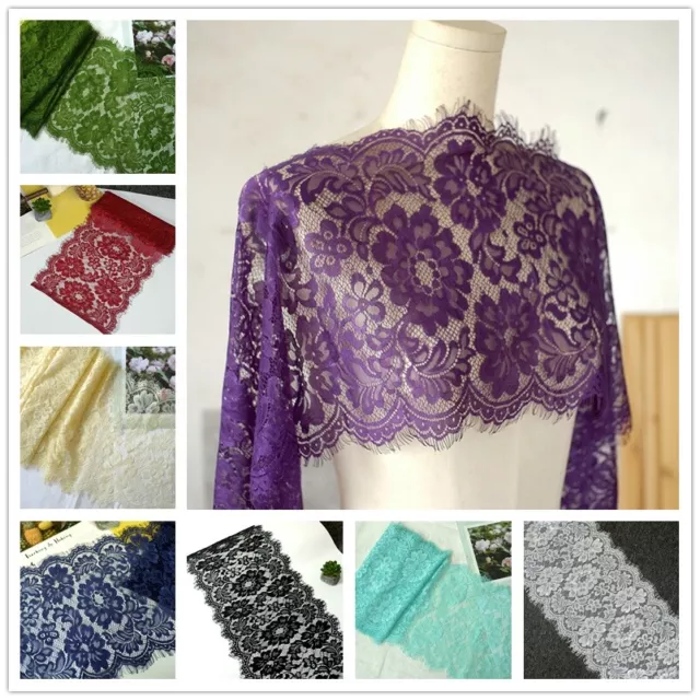 3 Mètres Large Dentelle Tissu Maille Bord Bordure Mariage Robe Jupe Floral