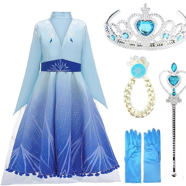 Abito +set  Elsa Frozen bambina 2-9 anni Natale travestimenti Disney inverno