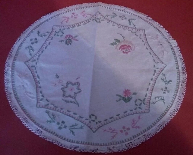 Doily Antique Linen Embroidered Patch